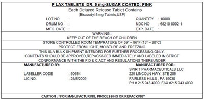bisacodyl-01.jpg PRINCIPAL DISPLAY PANEL - 5mg Shipping Label - bisacodyl 01