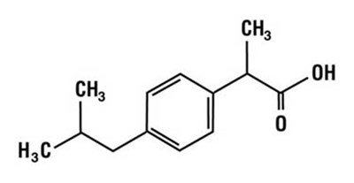 Chemical Structure For Ibuprofen. (Vicoprofen Tabs Smallstructure2)