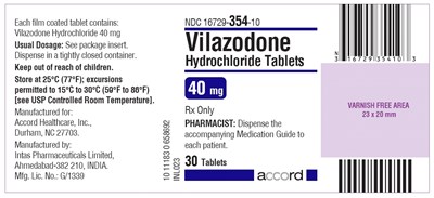Vilazodone Hydrochloride 40 mg-30 Tablets (Label)