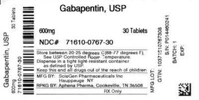 Bottle Label 600 mg (71610 0767 30)