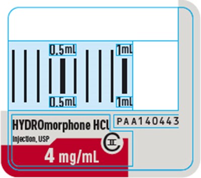 PRINCIPAL DISPLAY PANEL - 4 mg/mL Syringe Label - hydromorphone 13