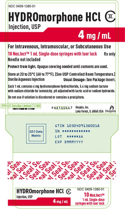 hydromorphone-15.jpg PRINCIPAL DISPLAY PANEL - 4 mg/mL Syringe Cello Pack Label - hydromorphone 15