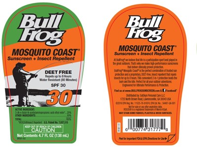 Principal Display Panelbull Frogmosquito Coastsunscreen + Insect Repellent Spf 30net  4.7 Fl Oz (138 mL) (Bullfrog Spf30 4oz Mosquito Coast 01)
