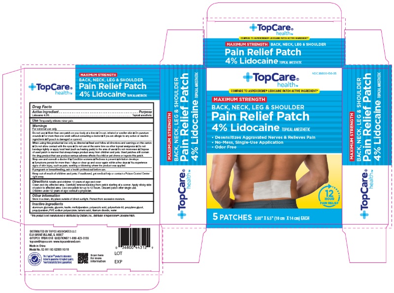 NDC 36800156 Topcare Pain Relief Patches Lidocaine
