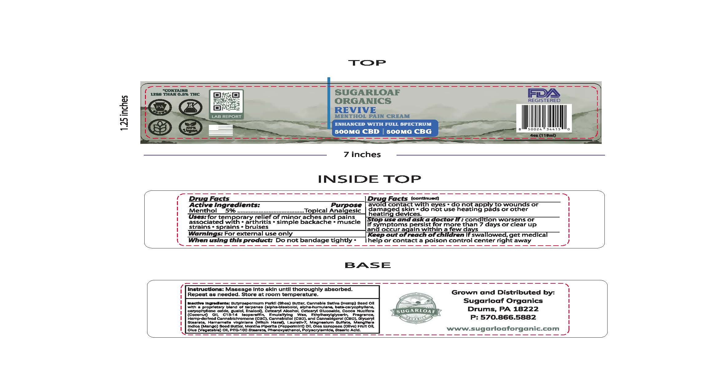 Revive Labels Sugarloaf Organics Menthol Revive - Images NDC 76348-996