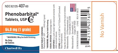 image description - phenobarbital tablets 64pt8mg 60s bottle label