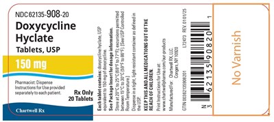 "image Description" (Doxycycline Hyclate Tabs 150mg Bottle Label)