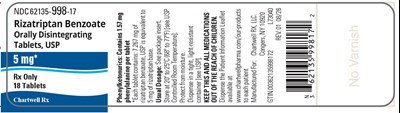 "image Description" (Rizatriptan Tabs 5mg Bottle Label)