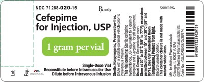 Principal Display Panel – Cefepime for Injection, USP 1 gram Vial Label - cef0x 0000 02