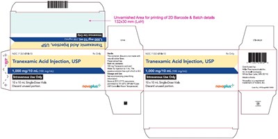 "image Description" (Tranexamic Acid Inj 10ml Nova Carton Label)