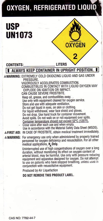 Liquid Label (Allen Med Liq O2)