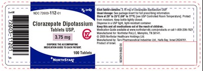 clorazepate-02.jpg PRINCIPAL DISPLAY PANEL - 3.75 mg Tablet Bottle Label - clorazepate 02