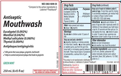 Eucalyptol (0.092%), Menthol (0.042%), Methyl Salicyate (0.060%), Thymol (0.064%) (Mouthwash Antiseptic Green Mint 1)