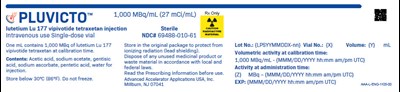 psma617-03.jpg PRINCIPAL DISPLAY PANEL PLUVICTO™ 1,000 MBq/mL (27 mCi/mL) lutetium Lu 177 vipivotide tetraxetan injection Intravenous use Single-dose vial Sterile NDC 69488-010-61 Rx Only Advanced Accelerator Applications USA, Inc. Millburn, NJ 07041 - psma617 03