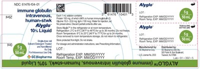 alyglo-01.jpg PRINCIPAL DISPLAY PANELNDC 61476-104-01immune globulinintravenous,human-stwkAlyglo10% Liquid - alyglo 01