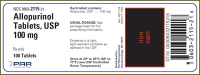An Image Of The Allopurinol Tablets, Usp 100 mg 100 Tablets Label. (Allopurinol 3)