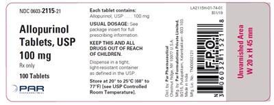 An Image Of The Allopurinol Tablets, Usp 300 mg 100 Tablets Label. (Allopurinol 4)