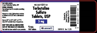 5 mg 100 count bottle label - terbutaline sulfate tablets usp 3