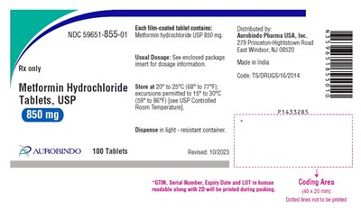 metformin-fig2.jpg PACKAGE LABEL-PRINCIPAL DISPLAY PANEL - 850 mg (100 Tablets Bottle) - metformin fig2