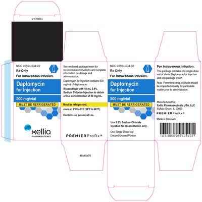 dapto-02.jpg PRINCIPAL DISPLAY PANEL - 500 mg Vial Carton - dapto 02