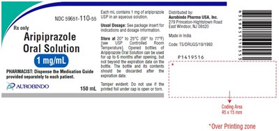 aripiprazole-fig10.jpg PACKAGE LABEL-PRINCIPAL DISPLAY PANEL - 1 mg/mL (150 mL Carton Label) - aripiprazole fig10