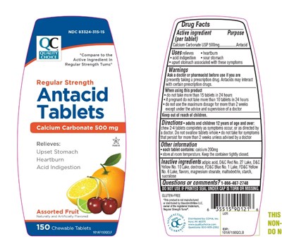 Quality Choice Regular Strength Antacid Tablets 150  Count (C1171d19 5694 4e6c 9865 40c5f62c4f05 01)