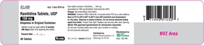 "image Description" (Ranitidine Tabs 150mg 30s Bottle Label)