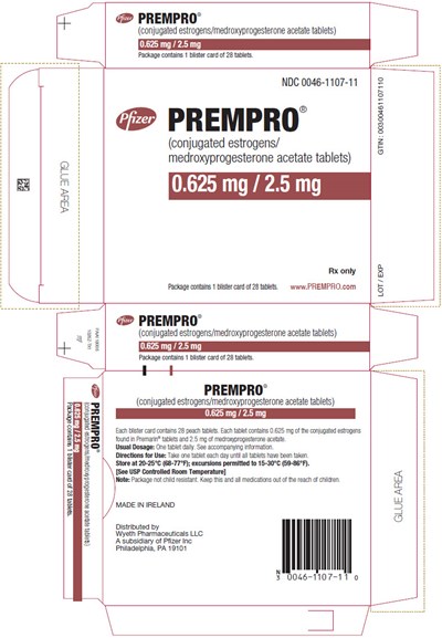 prempro-14.jpg PRINCIPAL DISPLAY PANEL - 0.625 mg / 2.5 mg Tablet Blister Card Carton - prempro 14