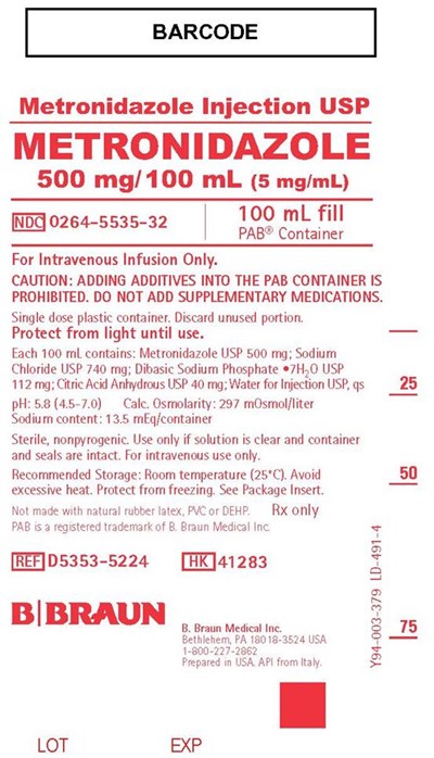 D5353-5224 container label - metronidazole injection usp in pab 6