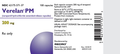PRINCIPAL DISPLAY PANEL - 200 mg Capsule Bottle Label - verelan pm 03