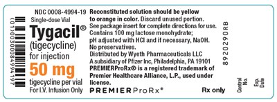 tygacil-03.jpg PRINCIPAL DISPLAY PANEL - 50 mg Vial Label - tygacil 03