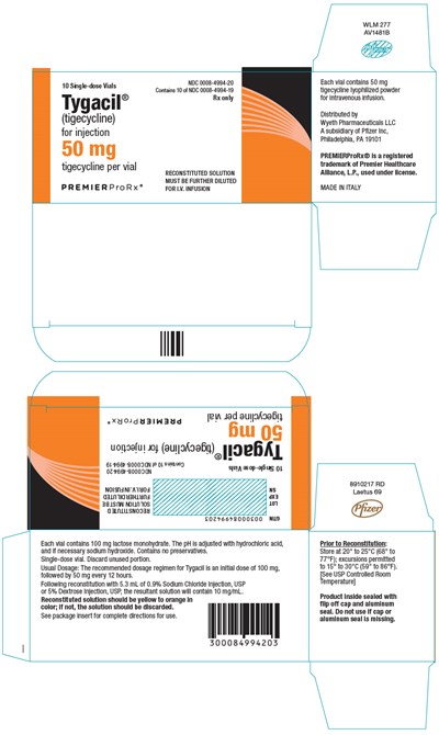 tygacil-04.jpg PRINCIPAL DISPLAY PANEL - 50 mg Vial Carton - tygacil 04