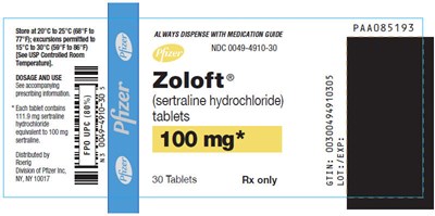 zoloft-07.jpg PRINCIPAL DISPLAY PANEL - 100 mg Tablet Bottle Label - zoloft 07