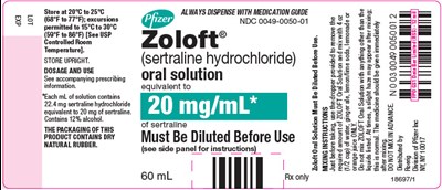 zoloft-10.jpg PRINCIPAL DISPLAY PANEL - 60 mL Bottle Label - zoloft 10