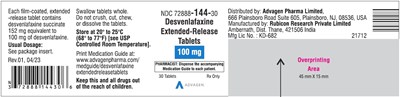 desvenlafaxine-tablets-100mg-30s-label.jpg Desvenlafaxine Extended-Release Tablets 100 mg - NDC 72888-144-30 - 30 Tablets Label - desvenlafaxine tablets 100mg 30s label