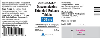 desvenlafaxine-tablets-100mg-500s-label.jpg Desvenlafaxine Extended-Release Tablets 100 mg - NDC 72888-144-05 - 500 Tablets Label - desvenlafaxine tablets 100mg 500s label
