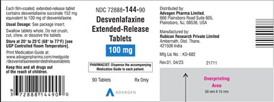 desvenlafaxine-tablets-100mg-90s-label.jpg Desvenlafaxine Extended-Release Tablets 100 mg - NDC 72888-144-90 - 90 Tablets Label - desvenlafaxine tablets 100mg 90s label