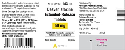 desvenlafaxine-tablets-50mg-1000s-label.jpg Desvenlafaxine Extended-Release Tablets 50 mg - NDC 72888-143-00 - 1000 Tablets Label - desvenlafaxine tablets 50mg 1000s label