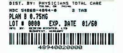 Plan B Package Label (4894)